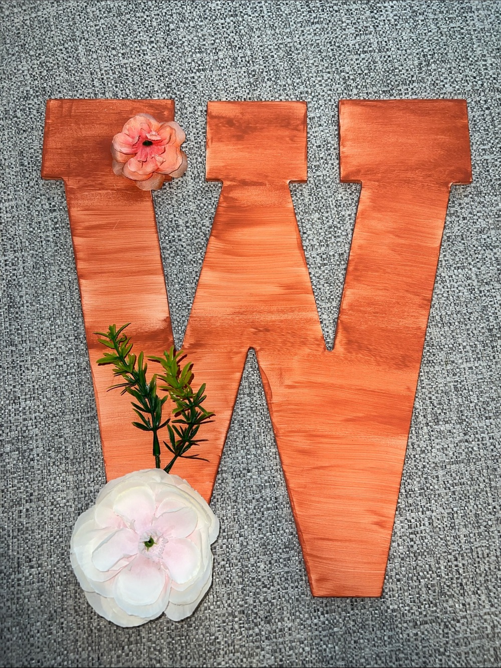 Handmade/handpainted Decorative Terracotta Wooden Letter W